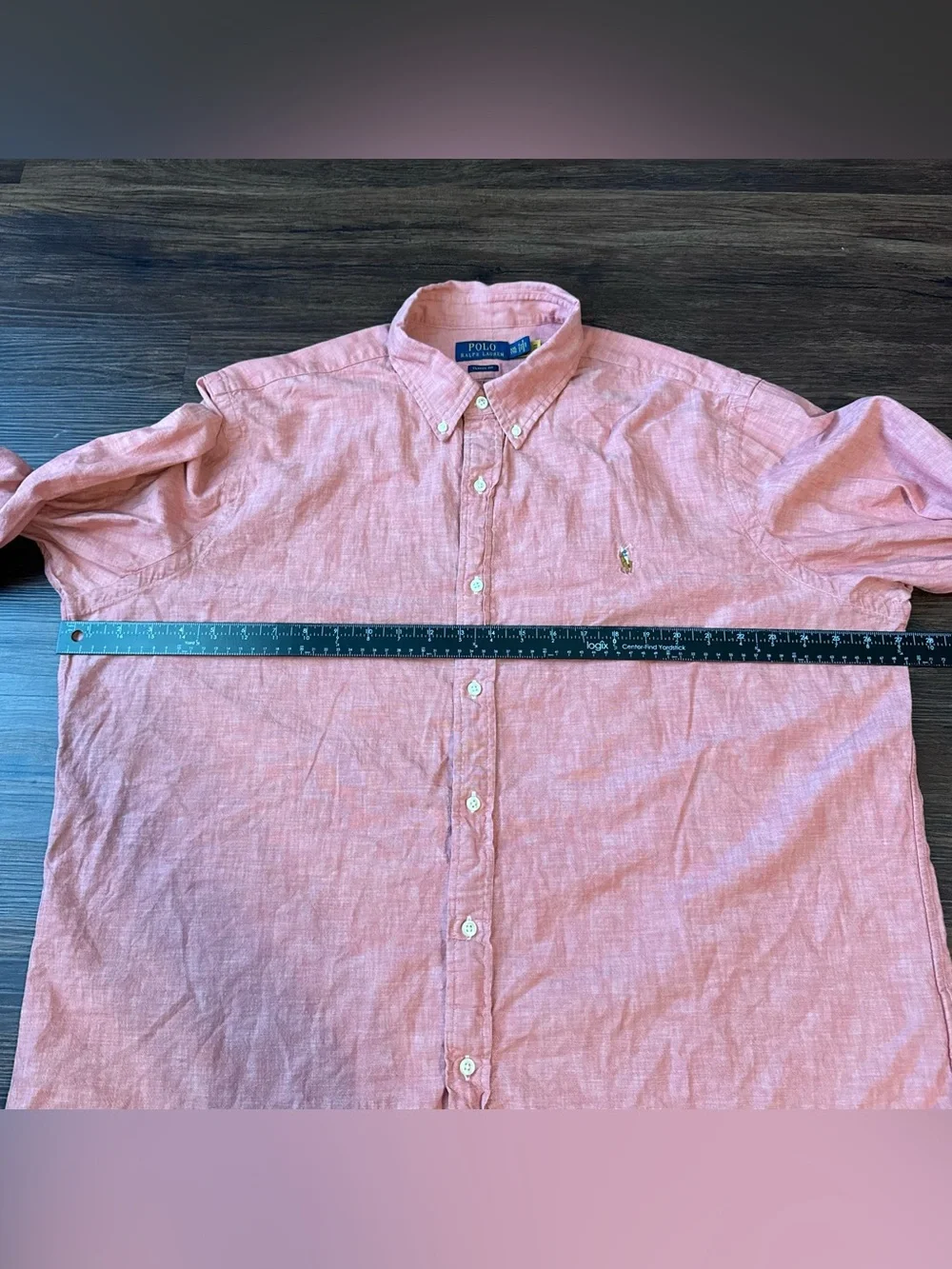 Polo Ralph Lauren Denim Shirt Mens XXL Red Chambray Classic Fit Flesh Pony 2XL